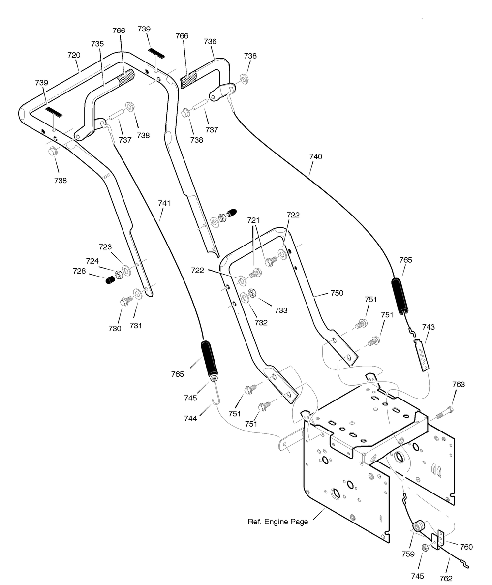 Handle Assembly Diagram and Parts List for C950-52421-0 2004 Briggs and Stratton Snow Blower